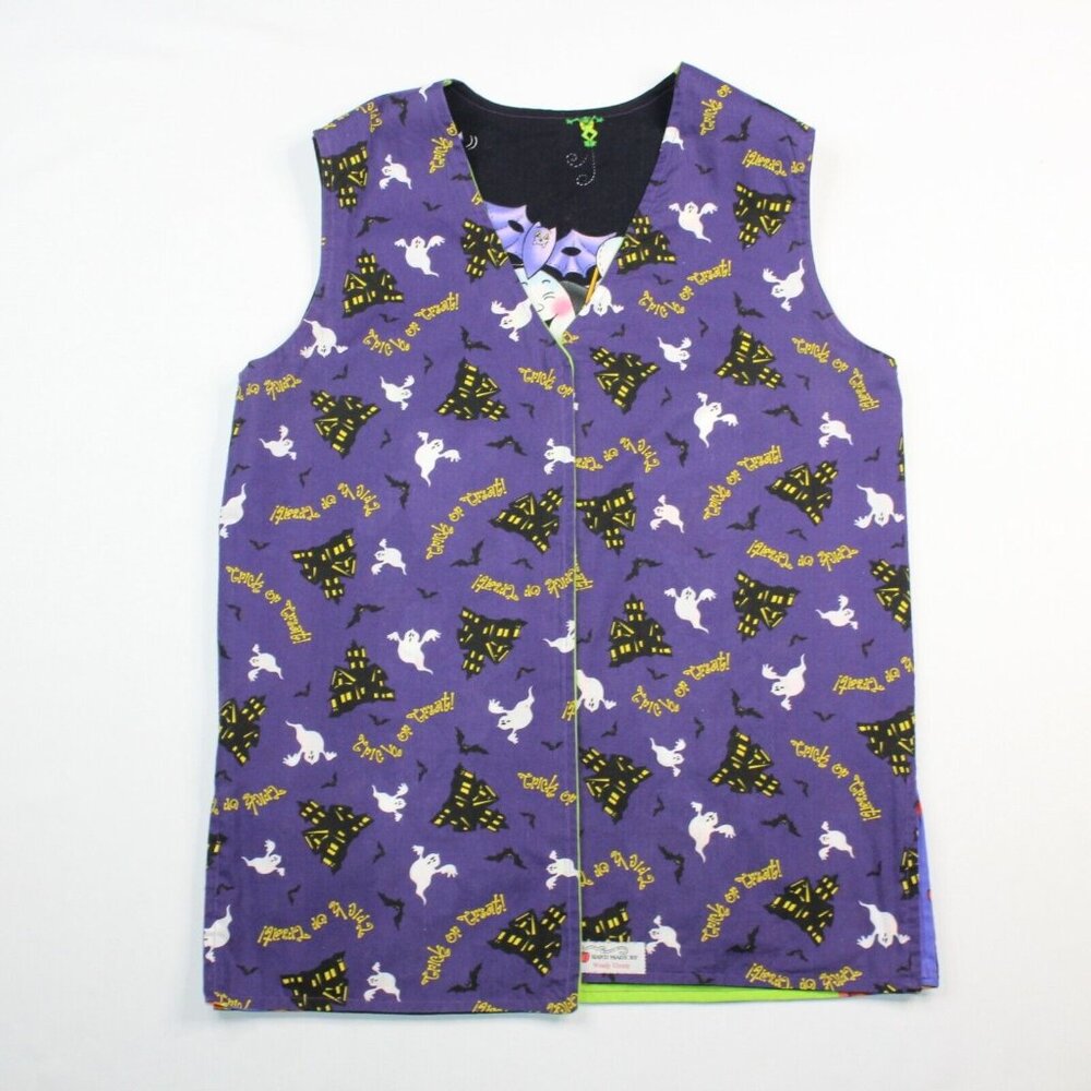 Handmade Halloween Vest Ghosts Candy Corn Pumpkins Reversible Teacher School - Picture 5 of 11